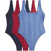 The Set Traje de baño marino / navy / rojo vivo / blanco