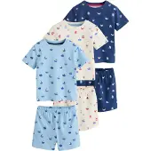 Next Pijama ecru / navy / azul claro / rojo cereza