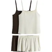 The Set Pijama de pantalón corto chocolate / blanco