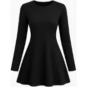 LEAFLETIC Túnica 'Women’s Long Sleeve Crew Neck Tunic' negro