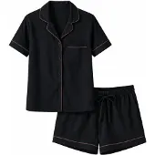 LEAFLETIC Pantalón de pijama 'Women’s Night Wear Short Set' negro