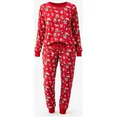 LEAFLETIC Pijama 'Women’s Christmas Pajama Set' verde oscuro / rojo fuego