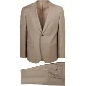 Suitable Traje Sharkskin Lana Sand Beige talla