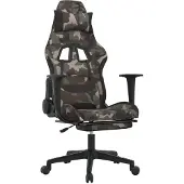 Syfax Silla gaming de masaje con reposapiés tela negro y camuflaje