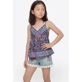 KOROSHI Top navy / oliva / orquidea / blanco