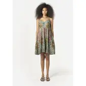 KOROSHI Vestido beige claro / oliva / menta / rosa