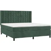 Syfax Cama box spring con colchón terciopelo verde oscuro 160x200 cm