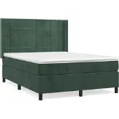 Syfax Cama box spring con colchón terciopelo verde oscuro 140x200 cm