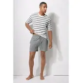 H.I.S. Pijama corto gris / blanco
