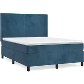 Syfax Cama box spring con colchón terciopelo azul oscuro 140x200 cm
