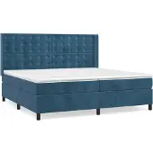 Syfax Cama box spring con colchón terciopelo azul oscuro 200x200 cm