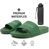 Dutch'd Zapatos para playa y agua 'Pool Slide' verde oscuro