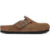 Birkenstock para mujer. 1032795 Zuecos de Piel Boston (Ajuste Estrecho) marrón (37), Plano, Ante, Ninguno, Casual, outlet 2026.