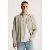 Cast iron Camisa 'Shirt in cotton/linen twill with chest pocket' verde