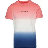 KOROSHI Camiseta azul / coral / negro / blanco
