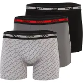 HUGO Calzoncillo boxer gris / gris oscuro / rojo / negro