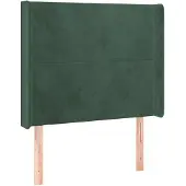 Syfax Cabecero con orejas de terciopelo verde oscuro 83x16x118/128 cm