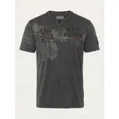 KOROSHI Camiseta gris / gris oscuro / rojo vino / negro