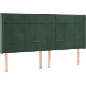 Syfax Cabecero con orejas de terciopelo verde oscuro 163x16x118/128cm