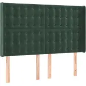 Syfax Cabecero con orejas de terciopelo verde oscuro 147x16x118/128cm