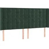 Syfax Cabecero con orejas de terciopelo verde oscuro 183x16x118/128cm