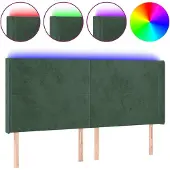 Syfax Cabecero con LED de terciopelo verde oscuro 183x16x118/128 cm