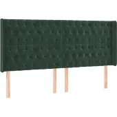 Syfax Cabecero con orejas de terciopelo verde oscuro 203x16x118/128cm