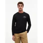 Tommy Hilfiger Camiseta 'Logo Long Sleeve' negro / blanco
