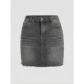 KOROSHI Falda negro denim