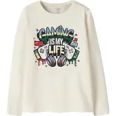Name it Camiseta 'NKMVUX' ecru / pino / rojo oscuro / negro