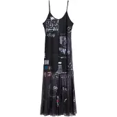 Desigual , Vestido Tirantes Estampado, Mujer, Poliester, Blanco, XS