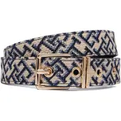 Tommy Hilfiger Cinturón 'Double Keeper Buckle' kitt / marino / ópalo / oro