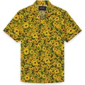 Lyle & Scott Camisa 'Wild Garden' marrón oscuro / amarillo / verde oscuro / naranja