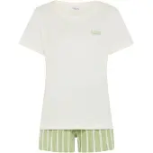 LASCANA Pijama de pantalón corto ecru / verde claro