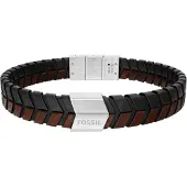 Fossil Pulsera marrón oscuro / plata