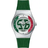 Fossil Reloj analógico 'ARCHIVAL' verde / rojo / plata