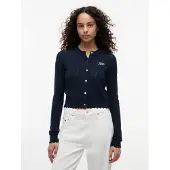 Tommy Hilfiger Cárdigan 'Slim Pointelle Flag' azul oscuro