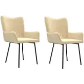 Syfax Sillas de comedor 2 unidades terciopelo crema