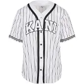 Karl kani Camiseta De Manga Corta Con Cuello Pico Serif Pinstripe Baseball