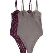 The Set Traje de baño marrón rojizo / gris / blanco