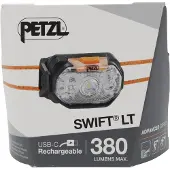 Petzl Swift LT Black E102AB00, linterna frontal recargable, 380 lúmenes, negra