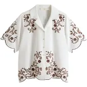 Next Blusa brocado / marrón oscuro / blanco