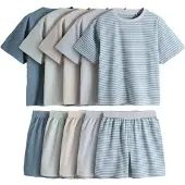 The Set Pijama kitt / azul ahumado / gris claro / petróleo / verde pastel