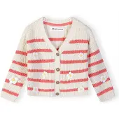 MINOTI Cárdigan coral / blanco lana