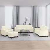 Syfax Juego de sofás 4 piezas terciopelo crema