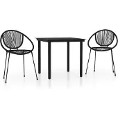 Syfax Juego de comedor para jardín 3 piezas negro