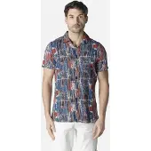 KOROSHI Camisa beige / azul / añil / marrón / marrón rojizo / blanco
