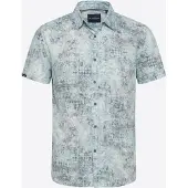 KOROSHI Camisa gris / verde pastel / blanco