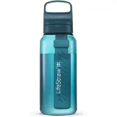 LifeStraw Go Laguna Teal GO-1L-TEAL BPA-Free Plastic, botella de agua con filtro de 2 fases, 1L