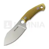 GiantMouse GMF1-XL Brass Milled, Satin Elmax, Burgundy Leather Sheath, cuchillo fijo
